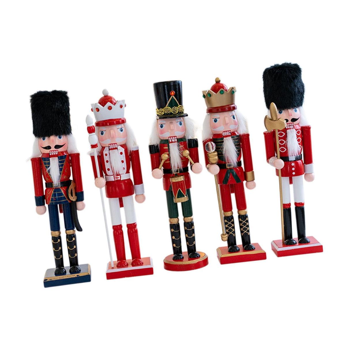Tachiuwa 5 Pieces Nutcracker Figurines, Wooden Nutcracker Christmas Decor, Traditional Christmas Nutcracker for Festival Shelf