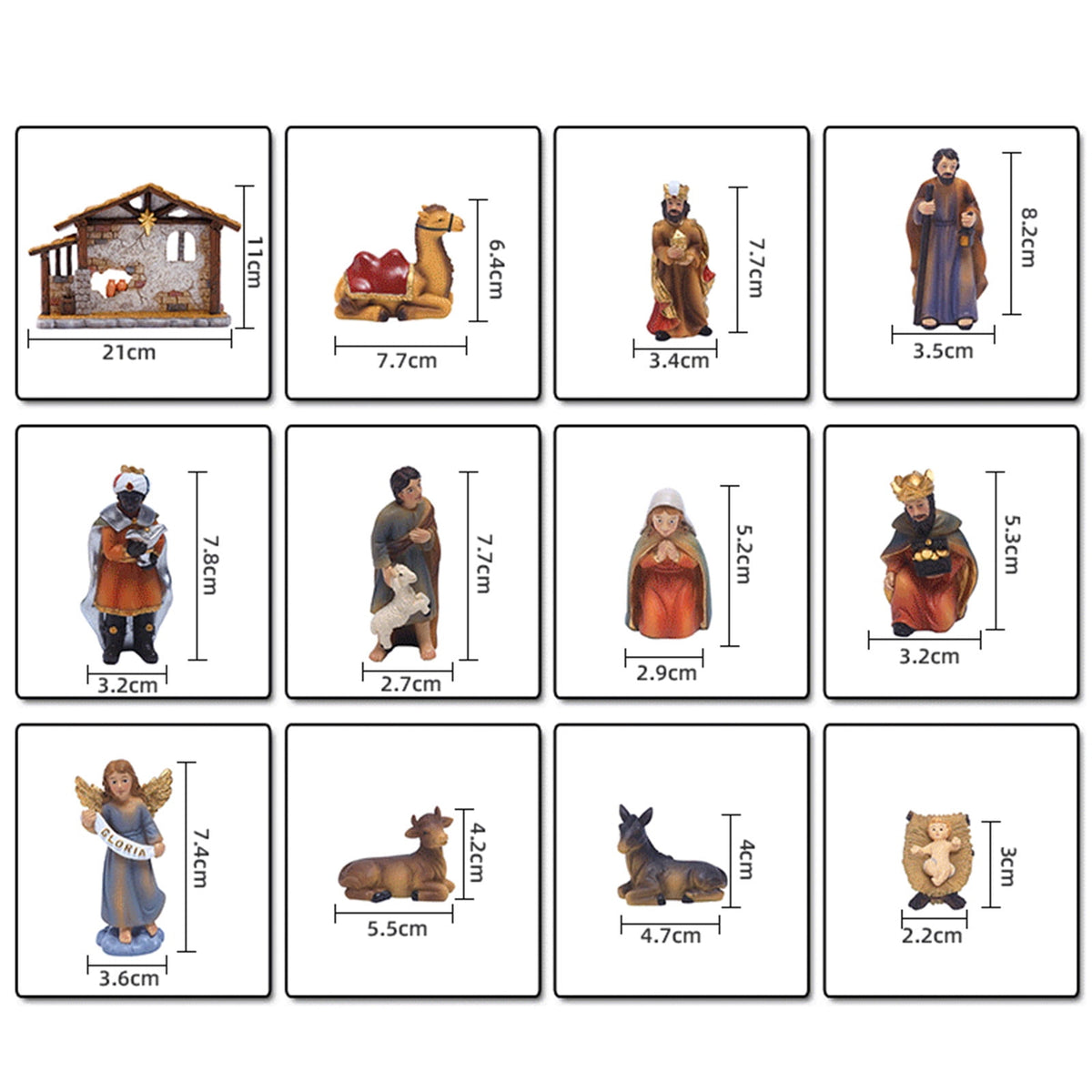 YiJuHui 1pcs Nativity Set Resin Holy Scene Hand Painted Ornament, Religious Christmas Decor for Home Tabletop Mantel Display