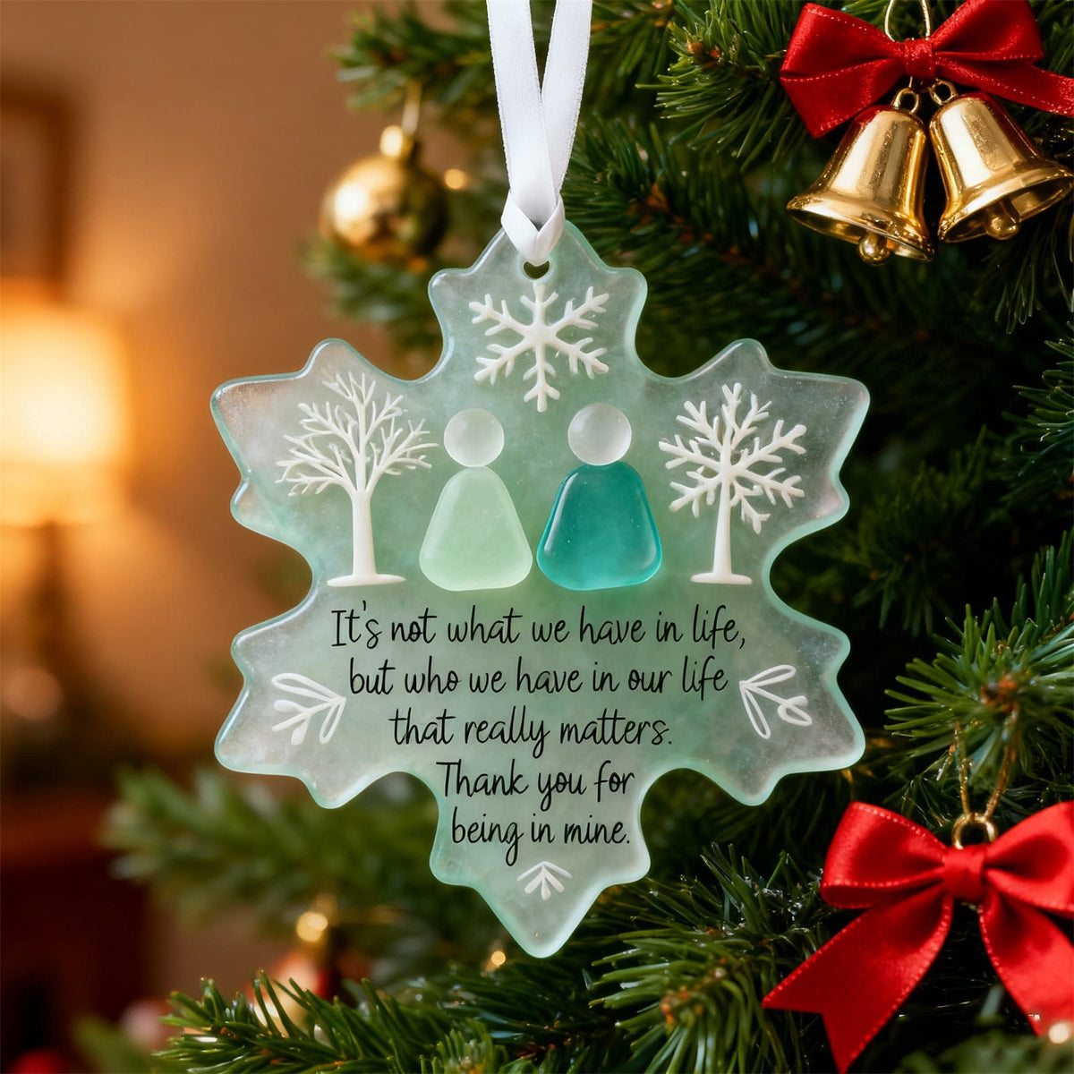 Lunxisen 1 Pcs Sea Glass Nativity: Jesus’ Birth Christmas Ornament,Coastal Inspired Sea Glass Nativity Ornament,Handmade Nativity Scene, with Shells and Starfish