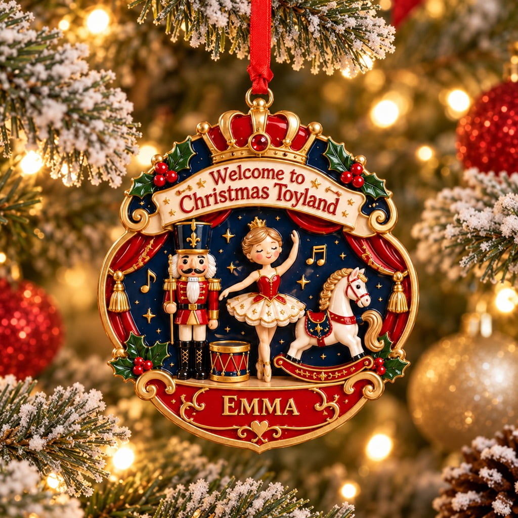 Storybook Christmas Ornament Nutcracker Ballerina Toyland