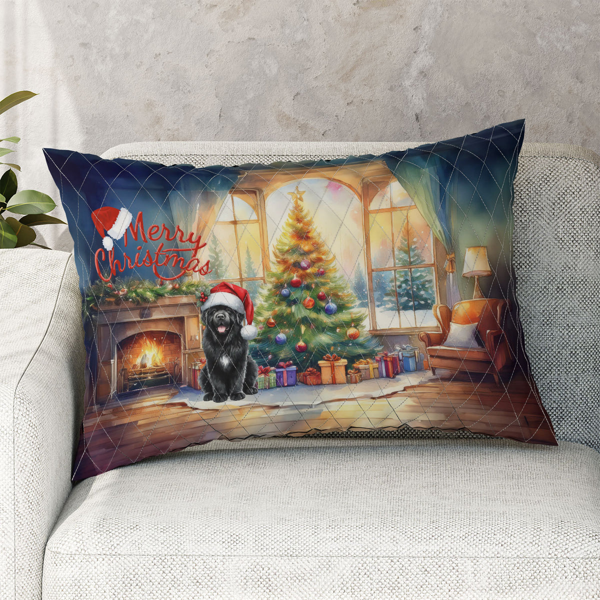 Merry Christmas French Bulldog Santa Hat Xmas Tree Winter Holiday Quilt Bedding Set Dog Lover Gifts 1 Blanket Bed Cover 2 Pillowcases - 01013