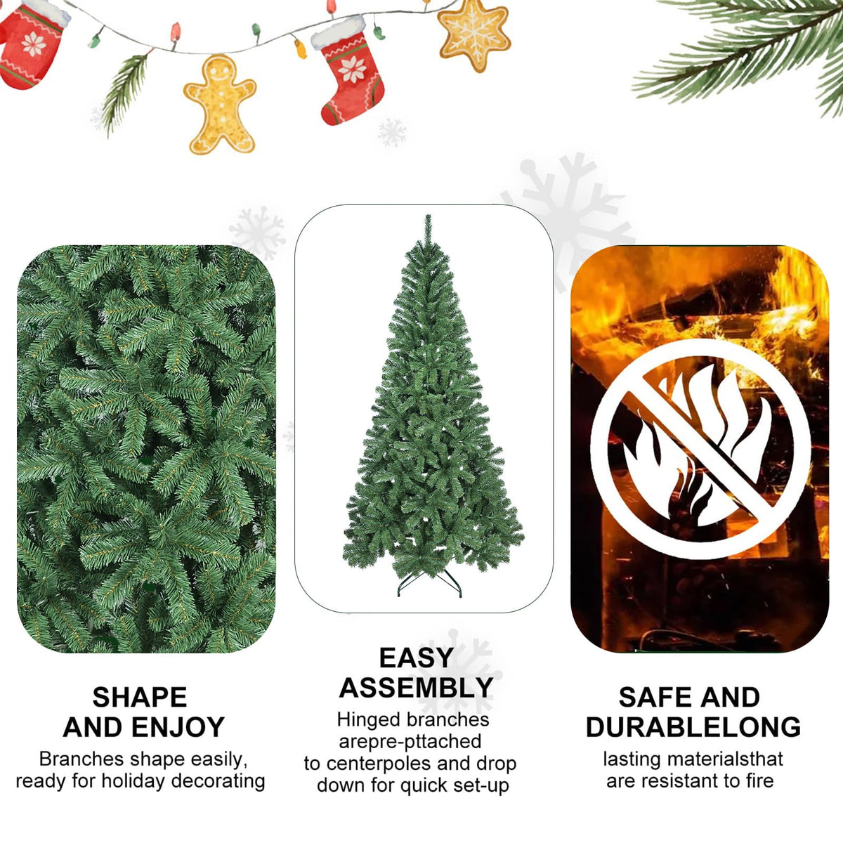 Bringstar 7FT Unlit Artificial Christmas Tree, Green Xmas Tree with 774 Tips and Folding Metal Stand, for Indoor Holiday Decoration