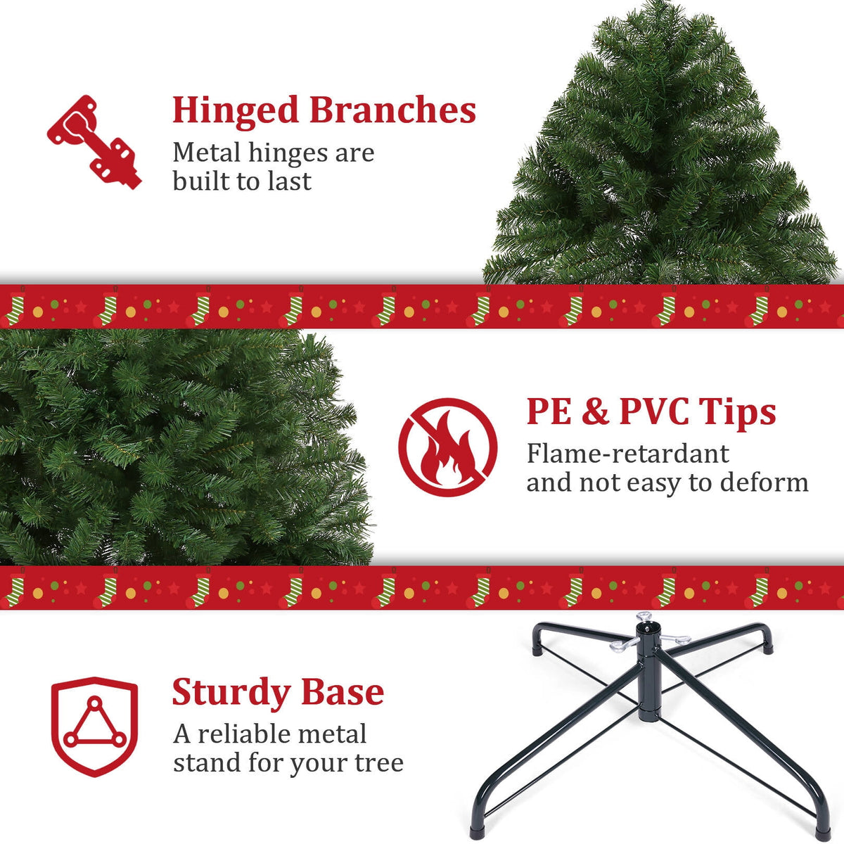 Funcid 6ft Pink Artificial Christmas Tree, Hinged Spruce Full Tree with 1477 Branch Tips, Foldable Metal Stand, New PVC Material, Xmas Tree for Indoor and Outdoor Decoration