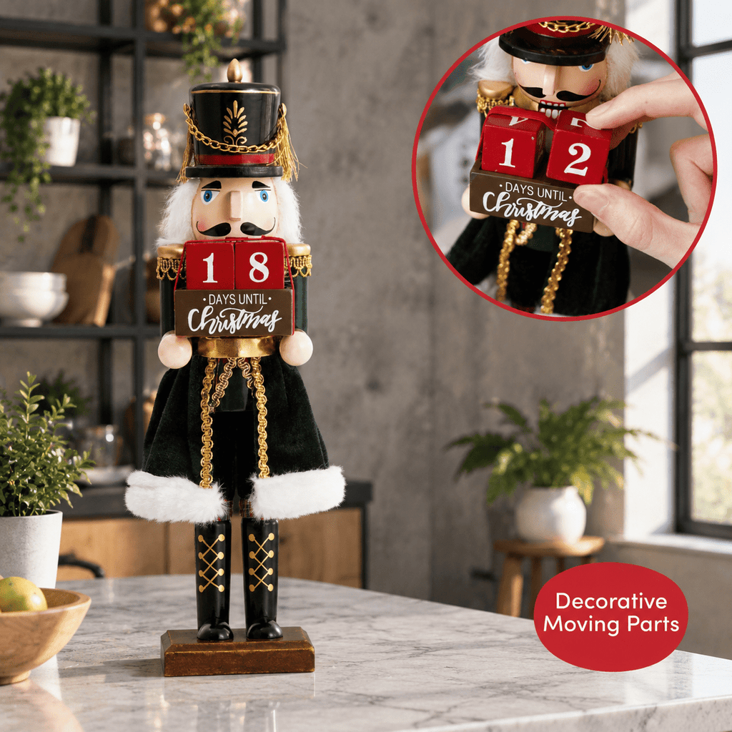 12-inch Wooden Christmas Nutcracker Countdown Decorative Advent Figure