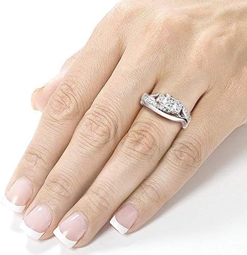 Divine_creation Women's 2.55 Ct Princess Cut White Diamond Engagement Wedding Thanksgiving Christmas Bridal Ring Set 14K Yellow Gold Plated 925 Sterling Silver -4.5