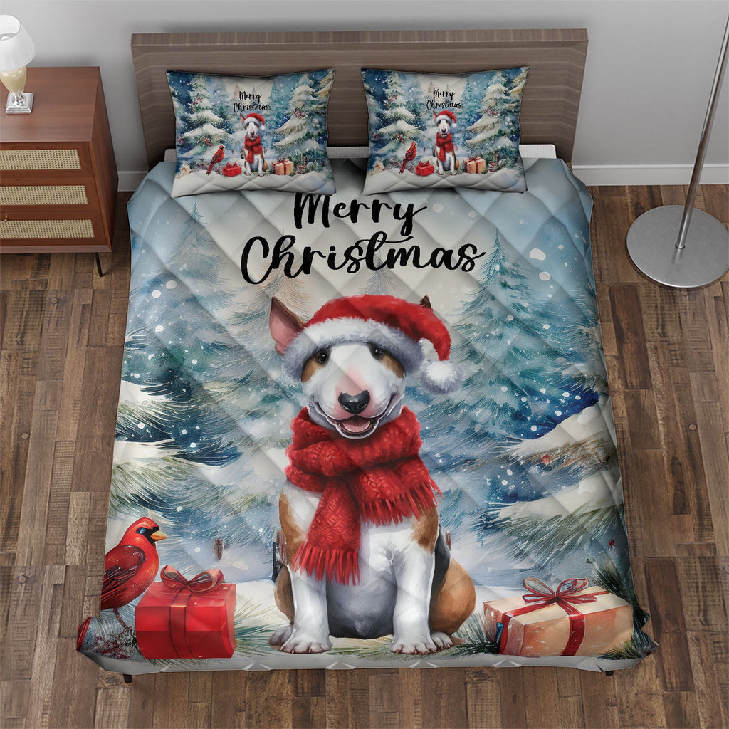 Merry Christmas French Bulldog Enjoys Woofmas Winter Xmas Holiday Quilt Bedding Set Dog Lover Gifts 1 Blanket Bed Cover 2 Pillowcases - 02022