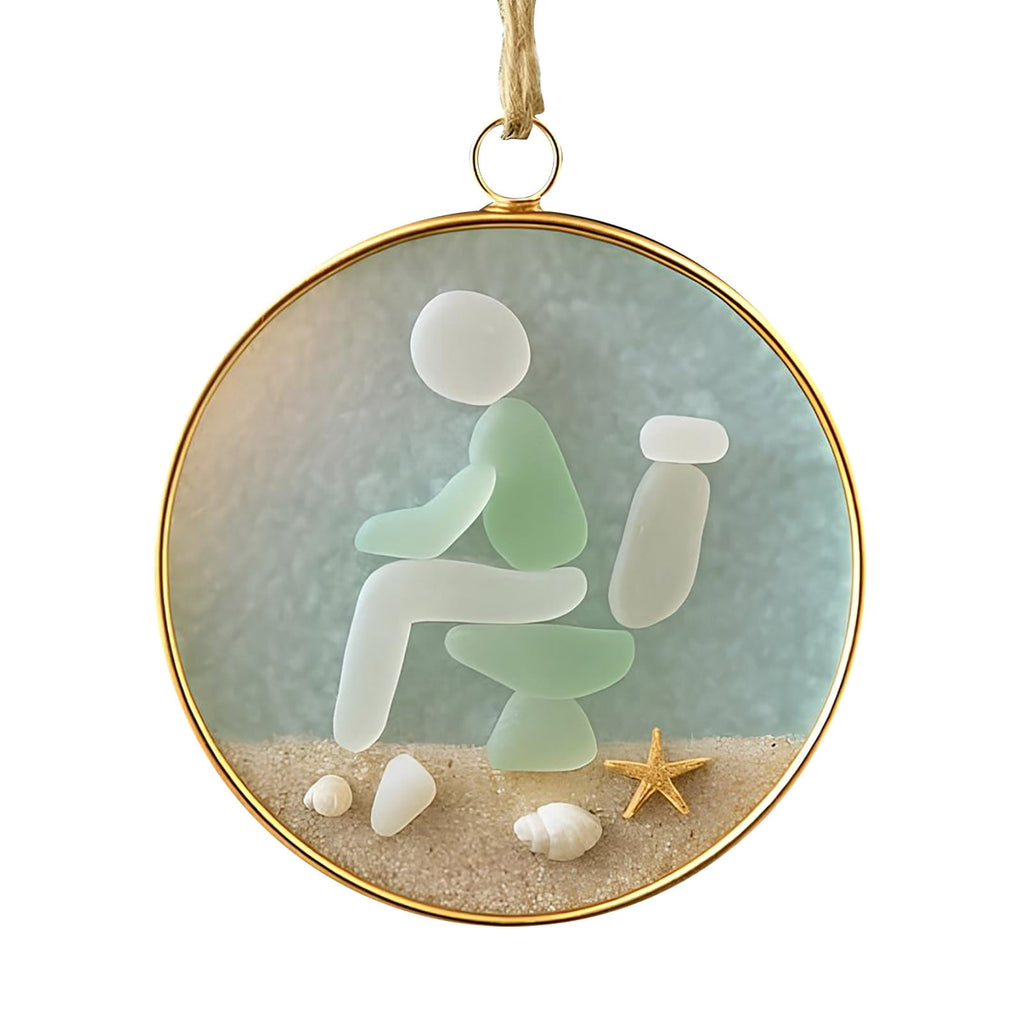 Lunxisen 1 Pcs Sea Glass Nativity: Jesus’ Birth Christmas Ornament,Coastal Inspired Sea Glass Nativity Ornament,Handmade Nativity Scene, with Shells and Starfish