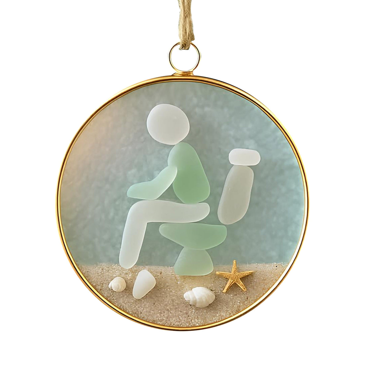 Lunxisen 1 Pcs Sea Glass Nativity: Jesus’ Birth Christmas Ornament,Coastal Inspired Sea Glass Nativity Ornament,Handmade Nativity Scene, with Shells and Starfish