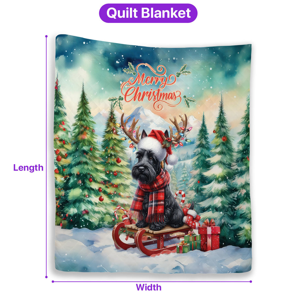 Merry Christmas Santa Reindeer Antlers French Bulldog Sleigh Xmas Winter Holiday Quilt Bedding Set Dog Lover Gifts 1 Blanket Bed Cover 2 Pillowcases - 00023