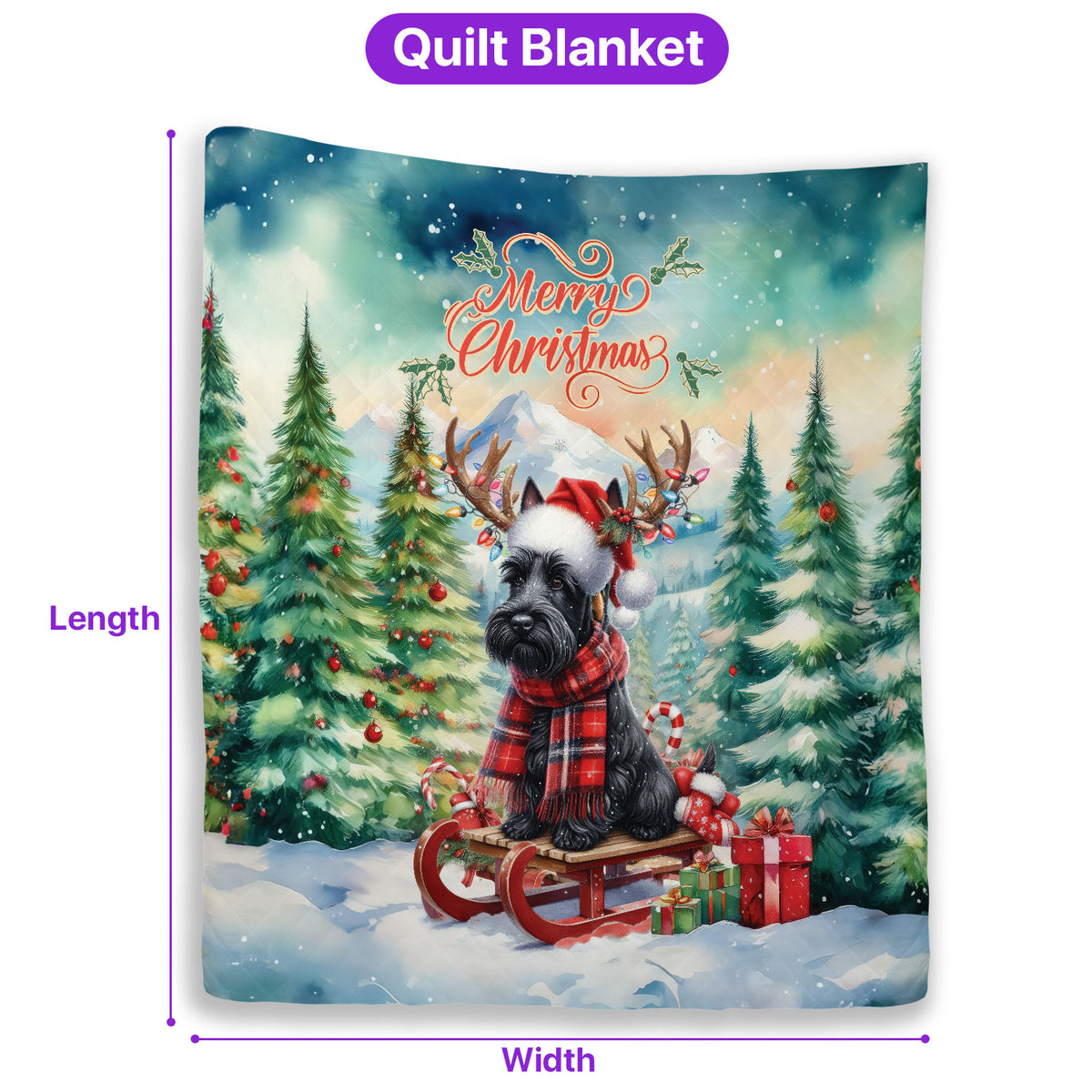 Merry Christmas Santa Reindeer Antlers French Bulldog Sleigh Xmas Winter Holiday Quilt Bedding Set Dog Lover Gifts 1 Blanket Bed Cover 2 Pillowcases - 00023