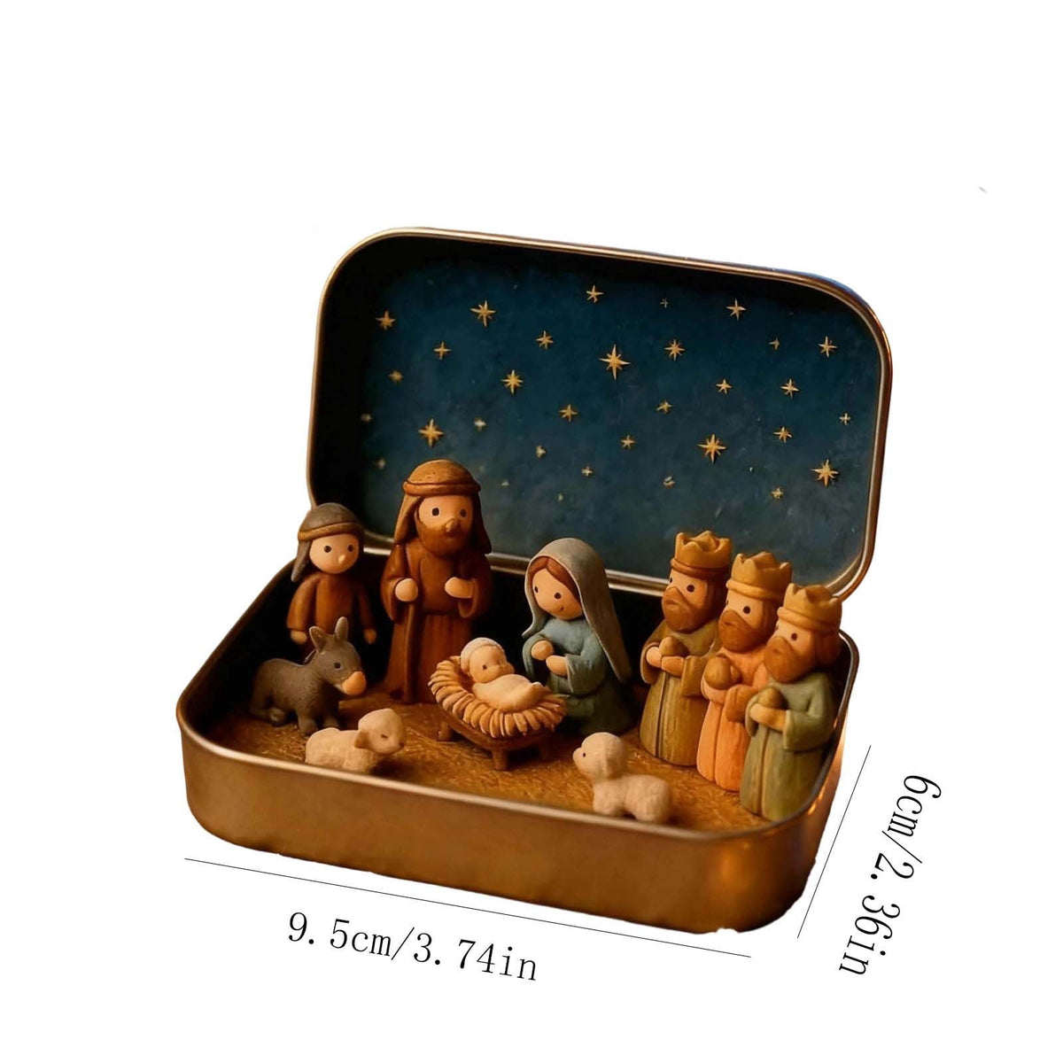 Mini Christmas Nativity Set in Tin Box | Christmas Decor Gift for Family | Portable Pocket Nativity Scene for Travel Home Office Desk |Christmas Christian Decoration Indoor for Home Gifts Decor