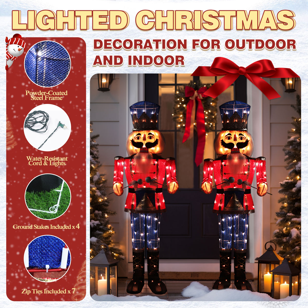 VEIKOUS 5ft Christmas Nutcracker Soldier Decoration, Xmas Indoor&Outdoor Decoration W/Candy Cane for Holiday Party