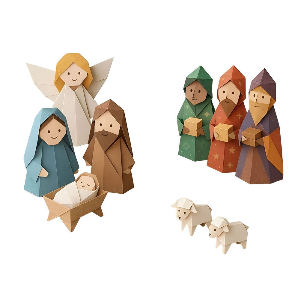 BESTSKY 2026 New Diy Paper Nativity Scene Kit-Holiday Decoration for Family Activities,Step-By-Step Instructions for Easy Crafting,For Mantel and Table Display