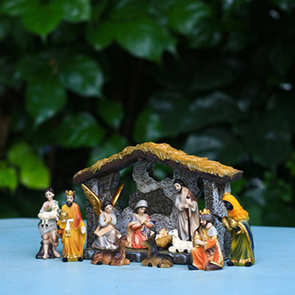 HeroNeo Christmas Nativity Figurine Set Jesus Nativity Manger Scene Kit Ornament