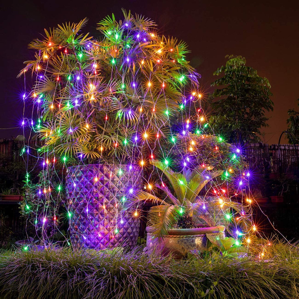 Christmas Net Lights Outdoor, 192 LED 9.8Ft x 6.6Ft Net Lights, Waterproof Christmas Outdoor Mesh Lights for Tree Bushes Holiday Party Garden, Holiday Wedding Party Decorations