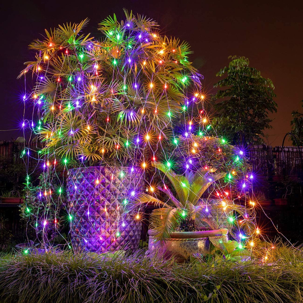 Christmas Net Lights Outdoor, 192 LED 9.8Ft x 6.6Ft Net Lights, Waterproof Christmas Outdoor Mesh Lights for Tree Bushes Holiday Party Garden, Holiday Wedding Party Decorations