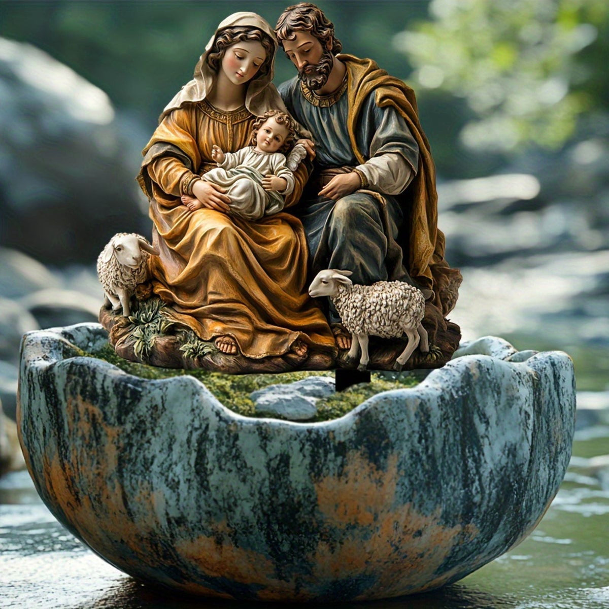 Religious Nativity Scene Set with LED Lights - Handcrafted Biblical Christmas Decor for Home & Garden, Durable Acrylic Indoor Outdoor Holiday Display