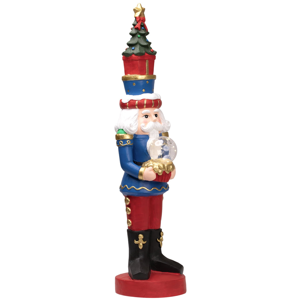 LED Lighted Nutcracker Soldier with Christmas Tree - 29" - Blue and Red