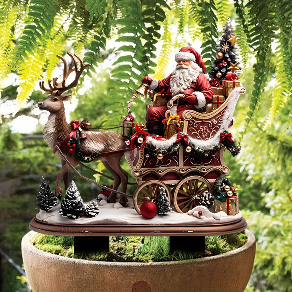 YANHAIGONG Christmas Santa Claus Decorations,Christmas Santa Claus Gnome Ornaments,Christmas Santa Claus Figures Toys,Santa Claus Figurine for Tabletop,Santa Claus and Elks Acrylic Floor Decoration