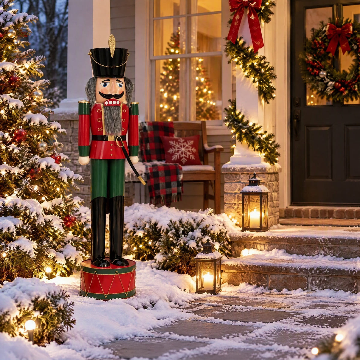IRONHALL Holiday Classic Iron Nutcracker Decor, Christmas Metal Nutcracker Figurine, Indoor Tabletop Xmas Ornament for Festive Home Decor