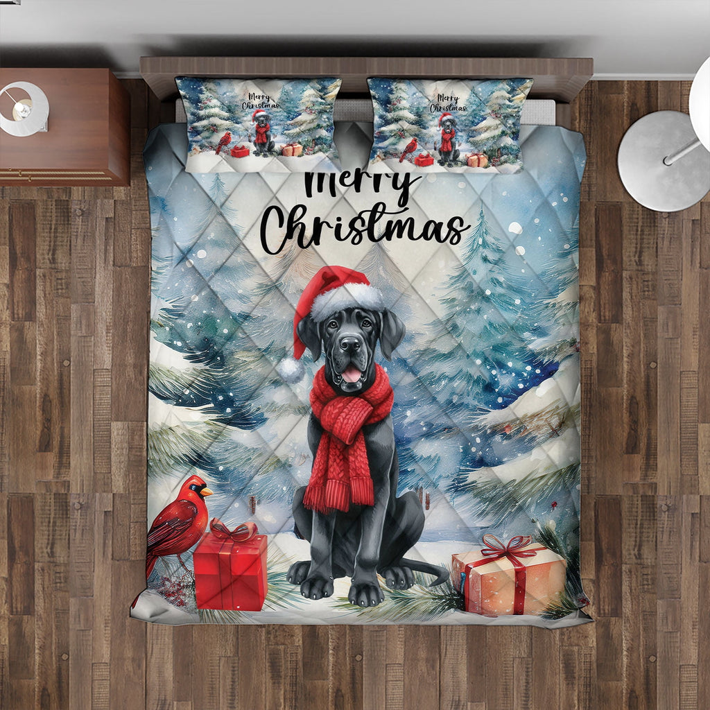 Merry Christmas French Bulldog Enjoys Woofmas Winter Xmas Holiday Quilt Bedding Set Dog Lover Gifts 1 Blanket Bed Cover 2 Pillowcases - 02022