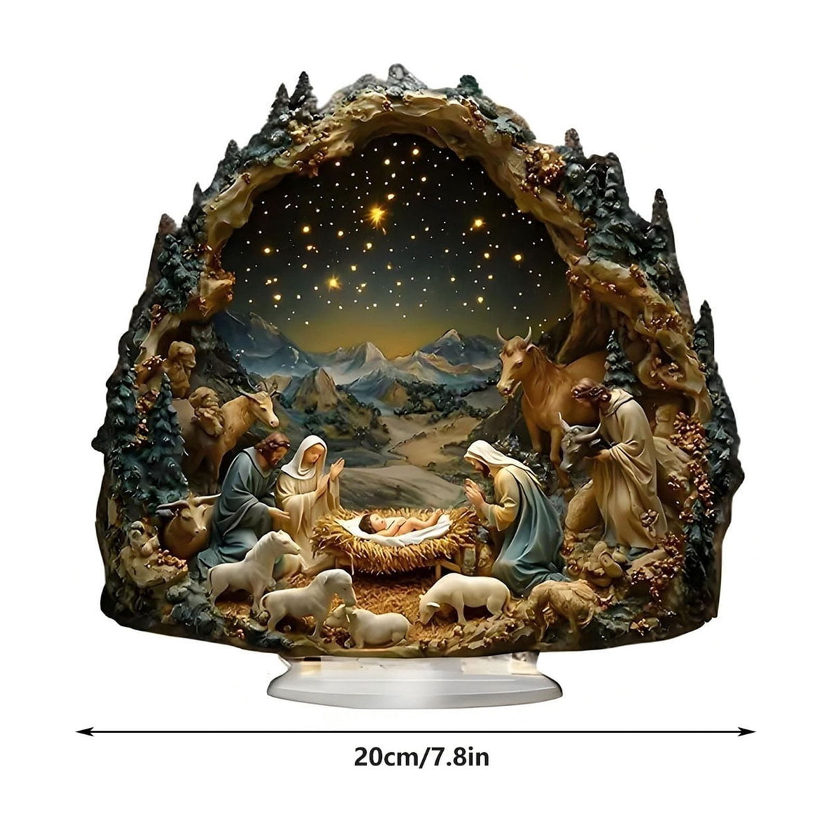 Luoshdecor Acrylic Christmas Nativity Scene Decorations, Desktop Flat Printing Festive Holiday Indoor Tabletop Arts and Crafts Desk Figurine Decor