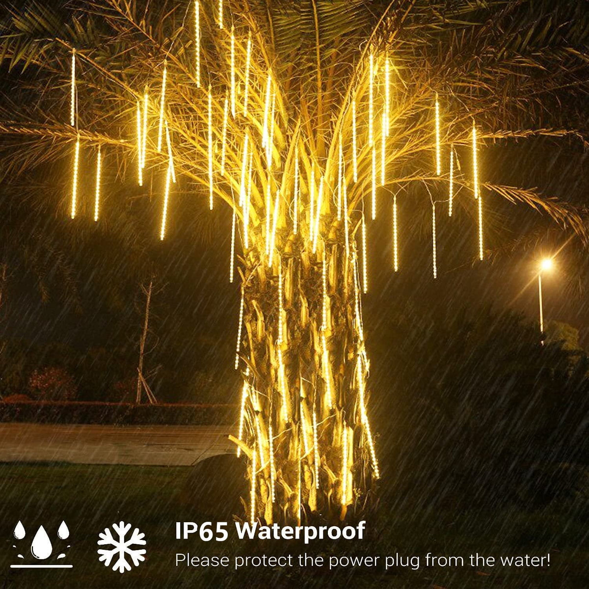 Christmas Lights, Christmas Lights Outdoor, Meteor Shower Lights 12 Inch 8 Tube 192 LED, Raindrop Snowfall Lights for Tree Yard Party Patio Christmas Decorations Lights, Blue