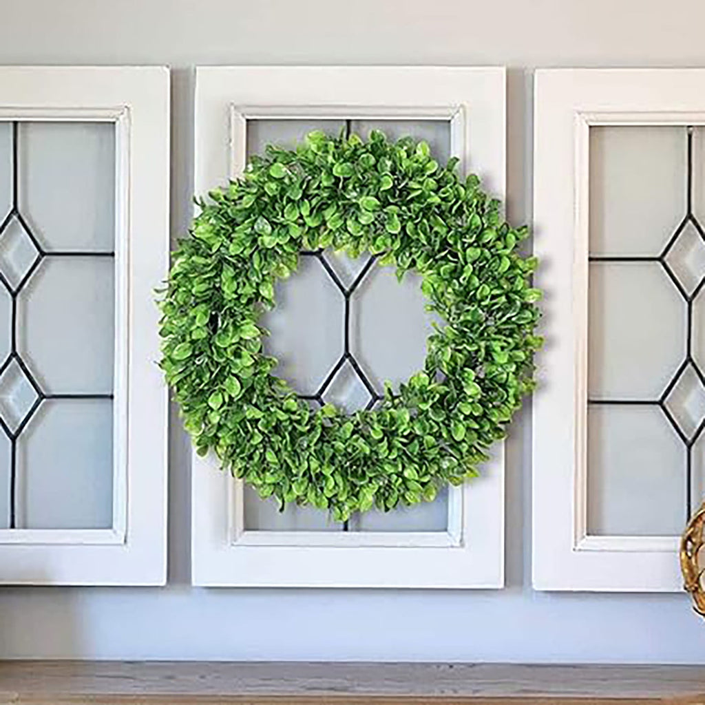 Cozival Artificial Boxwood Wreath, 30 Inch Faux Green Wreath for Front Door Wall Window, Fade Resistant Indoor Outdoor Home Decor