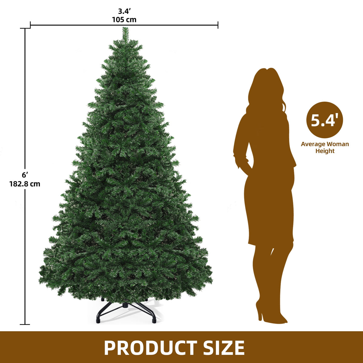 Dextrus 6ft Artificial Christmas Tree, Spruce Holiday Christmas Pine Tree with 880 Branch Tips & Metal Hinges, for Home, Office and Party Decor, Green