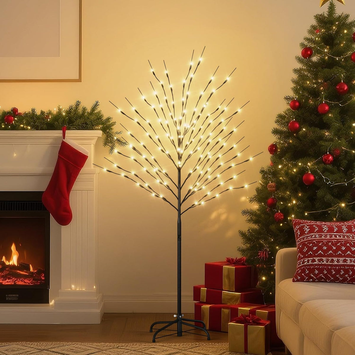 ABORON Christmas Decoration Ball Lights, Pre-Lit Hanging Foldable Xmas Light Ball with 8 Lighting Modes for Outdoor Holiday Lights Decor -16.5" 3 Pk