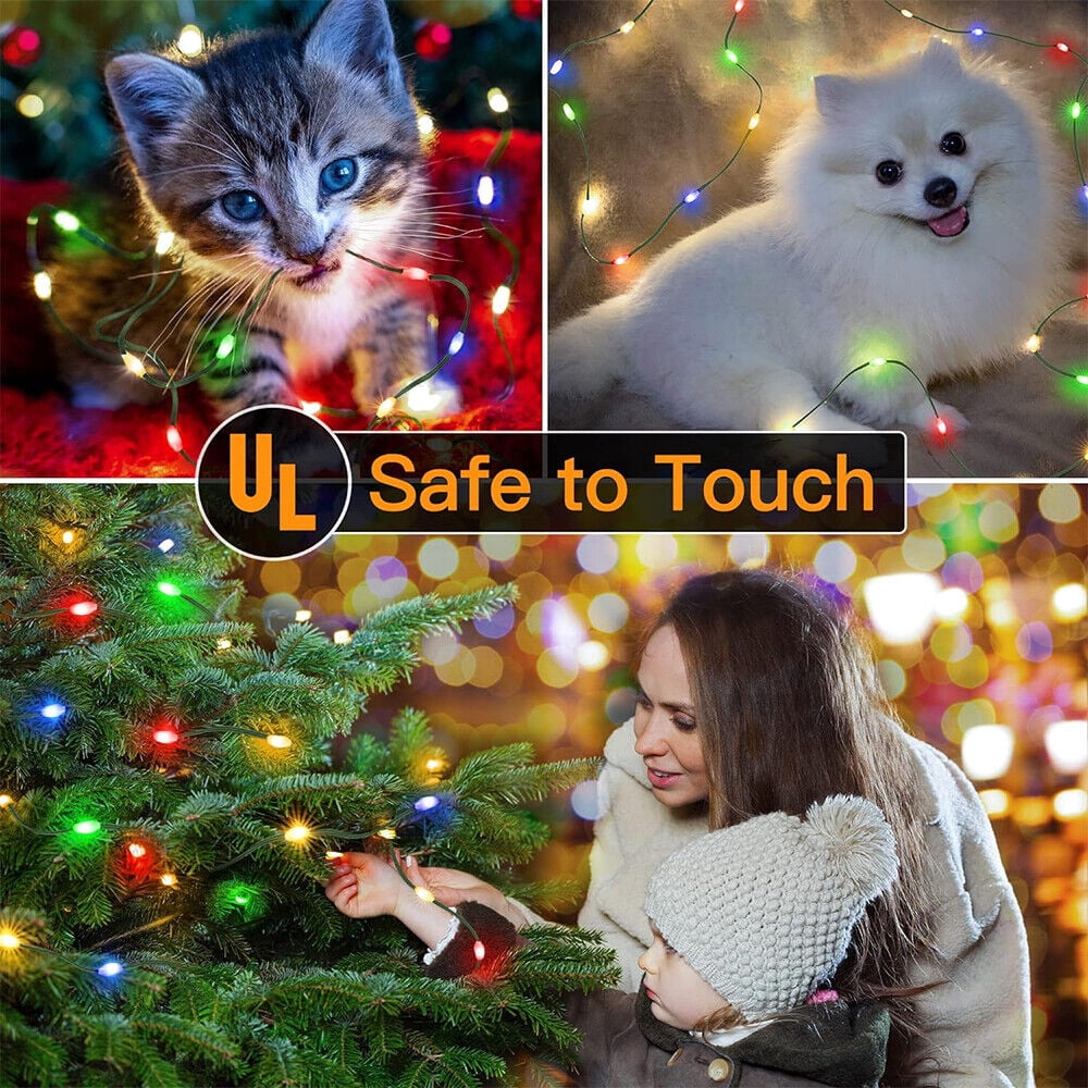 IC ICLOVER Christmas Tree String Lights Decorations with Ring Smart APP, 400 LED Waterfall Lights IP65 Waterproof Multi-Modes with Remote Color Changing Lights for Wedding Yard Party Home Holiday