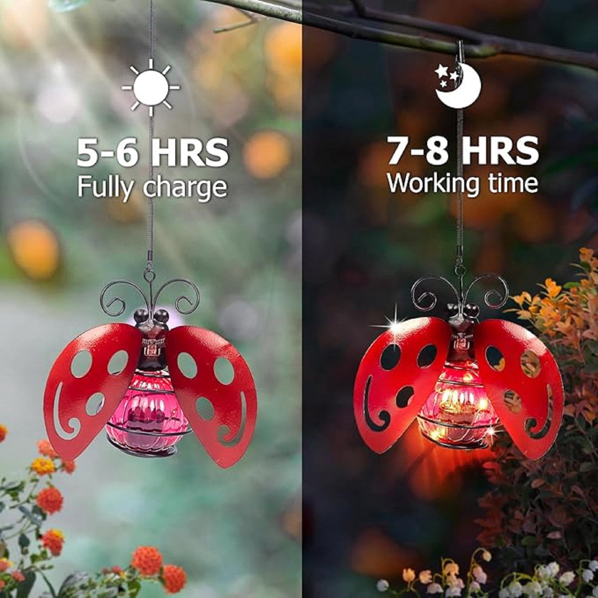 2 Pack Solar Butterfly Hanging Lantern Waterproof LED Outdoor Decor Light for Patio Garden Yard Pathway Balcony Porch Backyard
