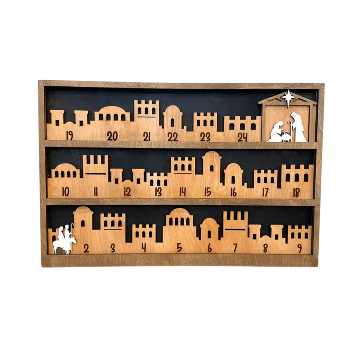 Christmas Manger Scene Countdowns Calendar Nativity Decoration with Base for Office Supplies or Shelf Display