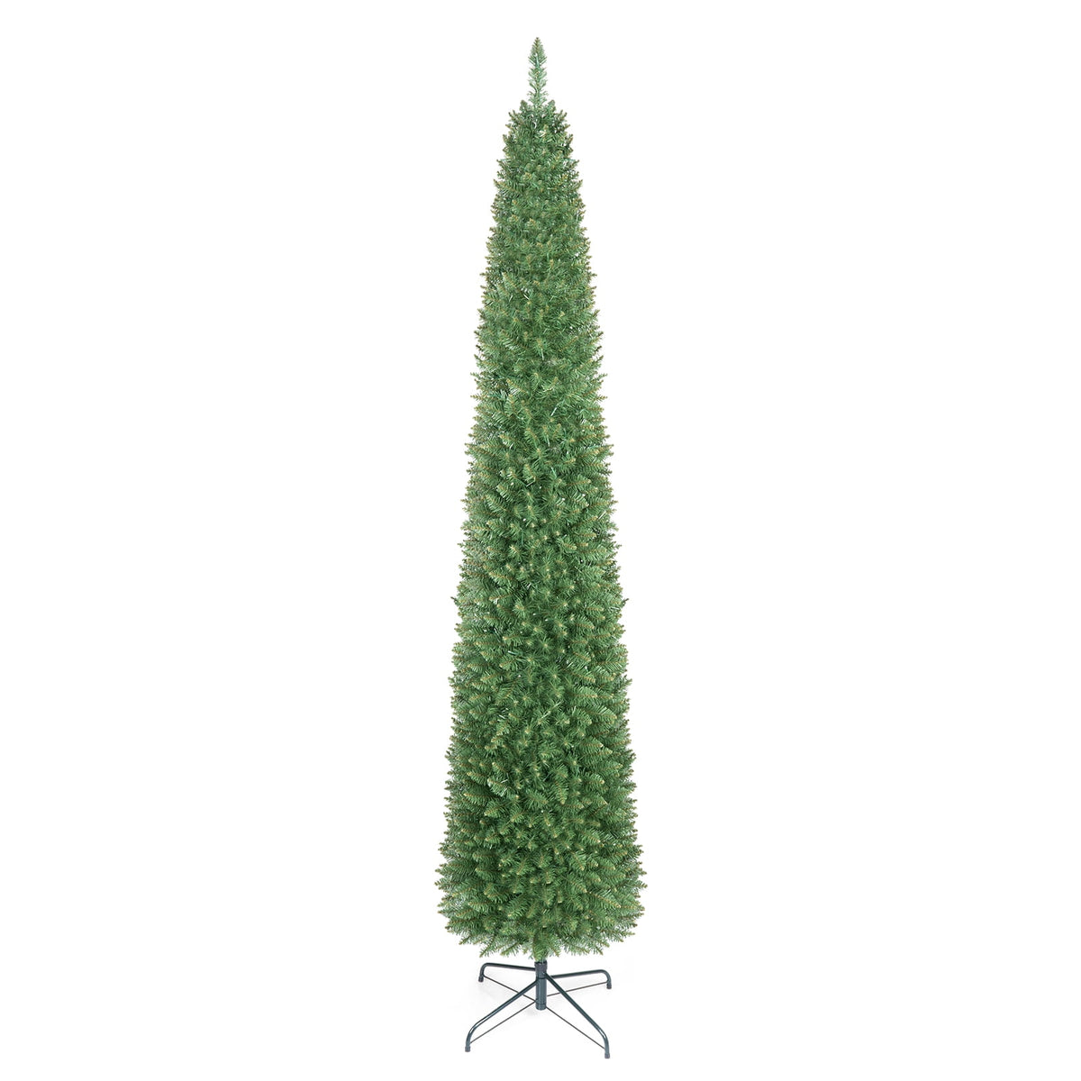 Costway 6 FT Pencil Christmas Tree Pre-Lit Folding Metal Stand Green