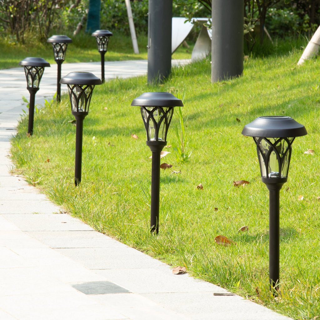 GIGALUMI Solar Pathway Lights, 6-Pack Metal Automatic Yard Lights for Garden, Patio, Walkway