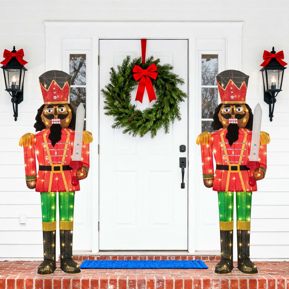 Resenkos 5-Ft Lighted Christmas Nutcracker with Glitter Sword for Outdoor - Multi-Color