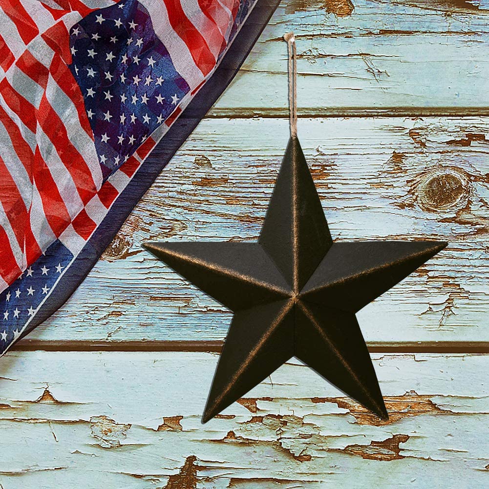 American Metal Barn Star Patriotic Star Hanging Wall Decor Outdoor Indoor Texas Star Ornament Christmas Home Decor 12 inch (3, Black)