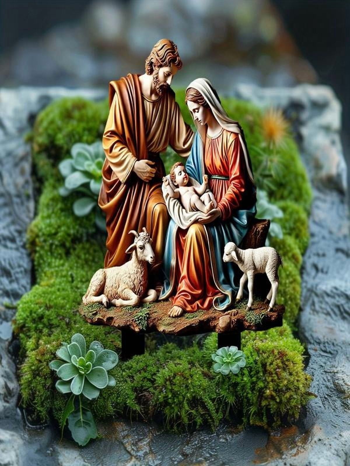Chamoist Nativity Set,Nativity Scene Indoor,Nativity Sets for Christmas Outdoor,Nativity Scene Christmas Decor,Christmas Nativity Wearresistant Acrylic Ground Insert Pendant Decoration