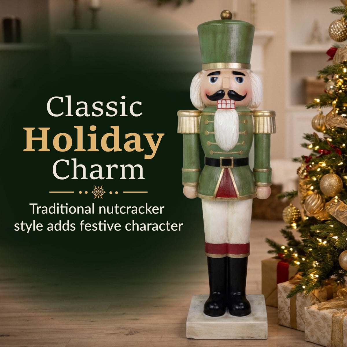 Sunnydaze Green Polyresin Ivan the Rustic Nutcracker Christmas Statue, 33" (2-Pack)