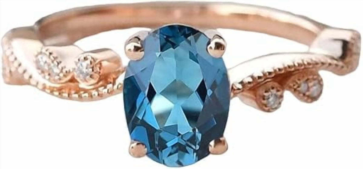 Blue Topaz Gemstone Ring, Natural London Blue Topaz Ring,Statement Ring, December Birthstone, Womans Ring, Gold Micron Ring, 925 Sterling Silver, Wedding Gold Ring, Christmas Gift, Engagement Ring