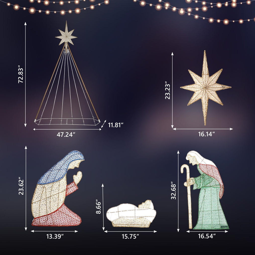 EasingRoom Nativity Set Christmas Nativity Scene Holy Family Outdoor and Indoor,6ft