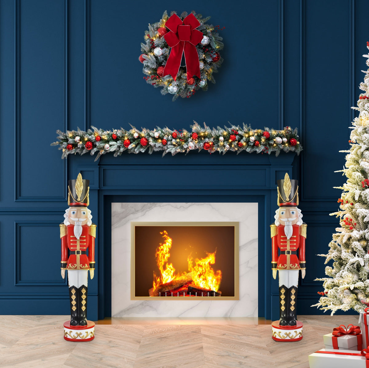 Haute Decor 37-INCH Tall Decorative Classic Christmas Soldier Nutcracker - Red & Black - Solid Resin Construction - Indoor or Outdoor
