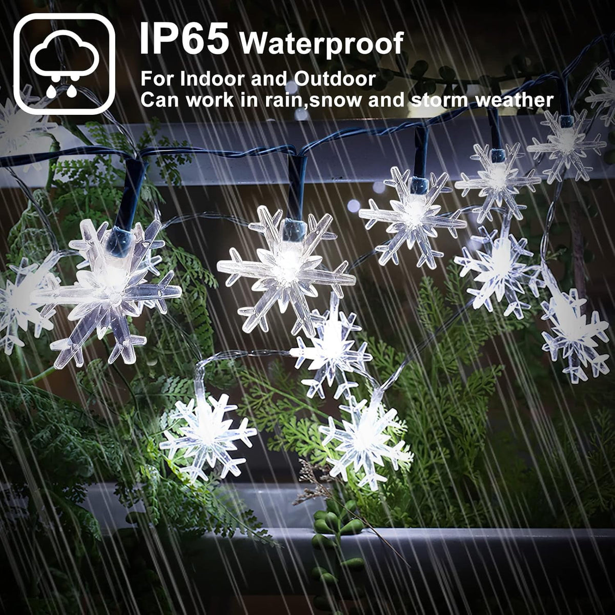 Fohil Solar Christmas Snowflake String Lights Outdoor Waterproof 100 LED Multicolor 8 Mode 39 ft for Christmas Tree Garden Fence Yard Decoration