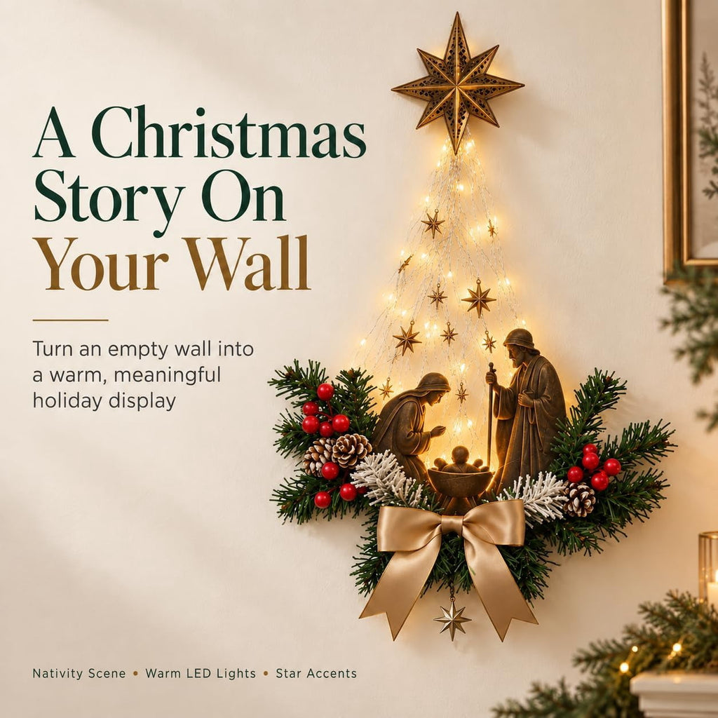 Lighted Nativity Wall Decor, Warm LED Nativity Scene Christian Homes