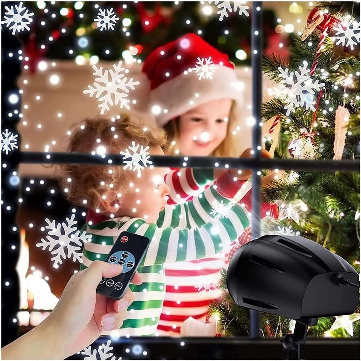 Christmas Snowflake Projector Lights Outdoor, LED Snowfall Projector, Remote Control Timing IP65 Waterproof, Dynamic Snowflakes Landscape Light for Xmas Holiday Party Decorations