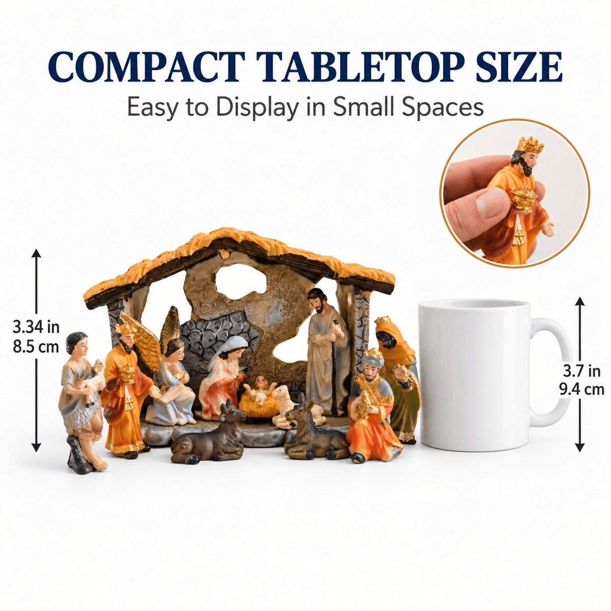 LUMIARTISAN 12-Piece Mini Nativity Set, Resin Christmas Manger Decor