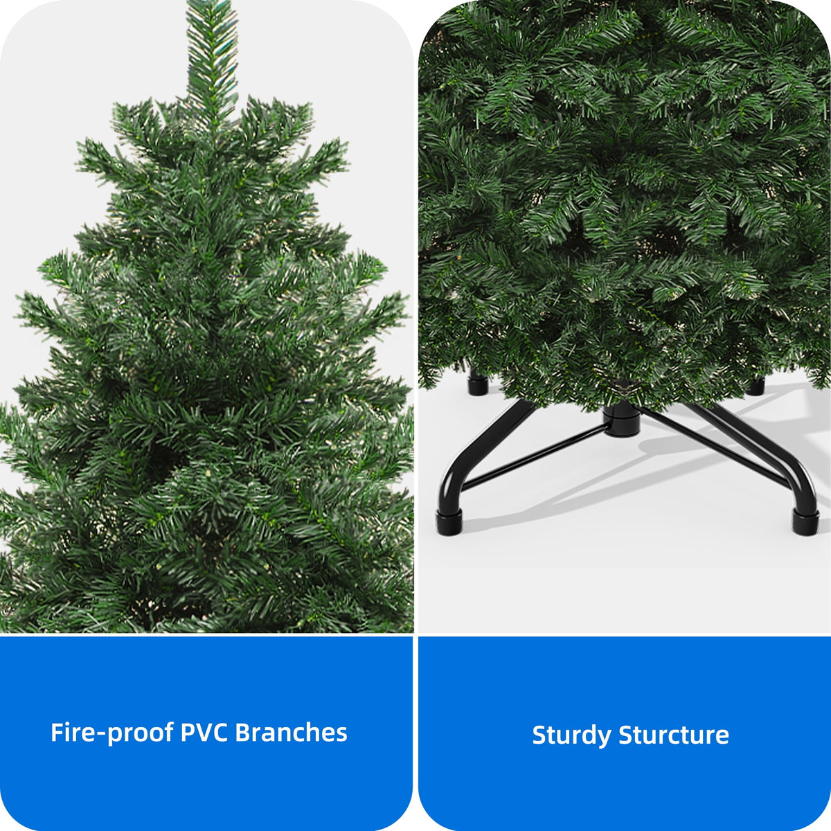 Dextrus 6ft Artificial Christmas Tree, Spruce Holiday Christmas Pine Tree with 880 Branch Tips & Metal Hinges, for Home, Office and Party Decor, Green
