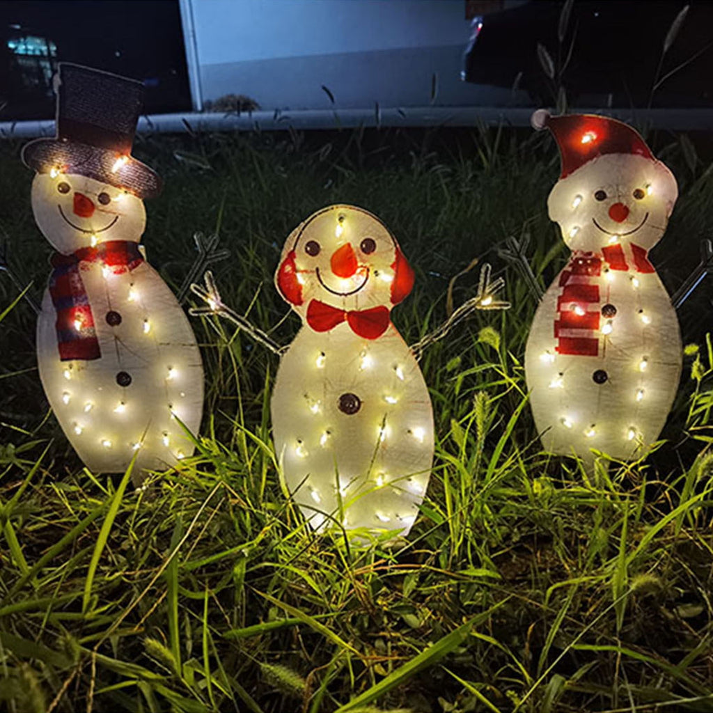 SLYNSHome 3Pcs Christmas Garden Lights Pre-lit LED Light Up Snowman Christmas Decoration for Yard Luminescent Decoration for Xmas Front Door Pathway Lawn Patio Xmas Ornament Supplies ()