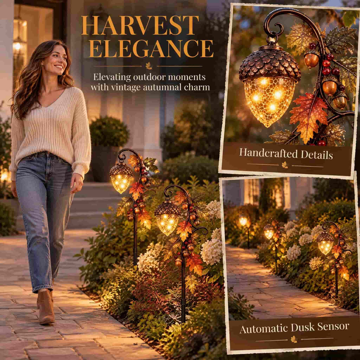 Luckky Santa’s Flying Sleigh Gift Cascade Solar Christmas Garden Light,Warm Golden Cascading LED Lights with Falling Gifts & Star,Solar Powered Outdoor Holiday Decor for Lawn,Pathway & Yard