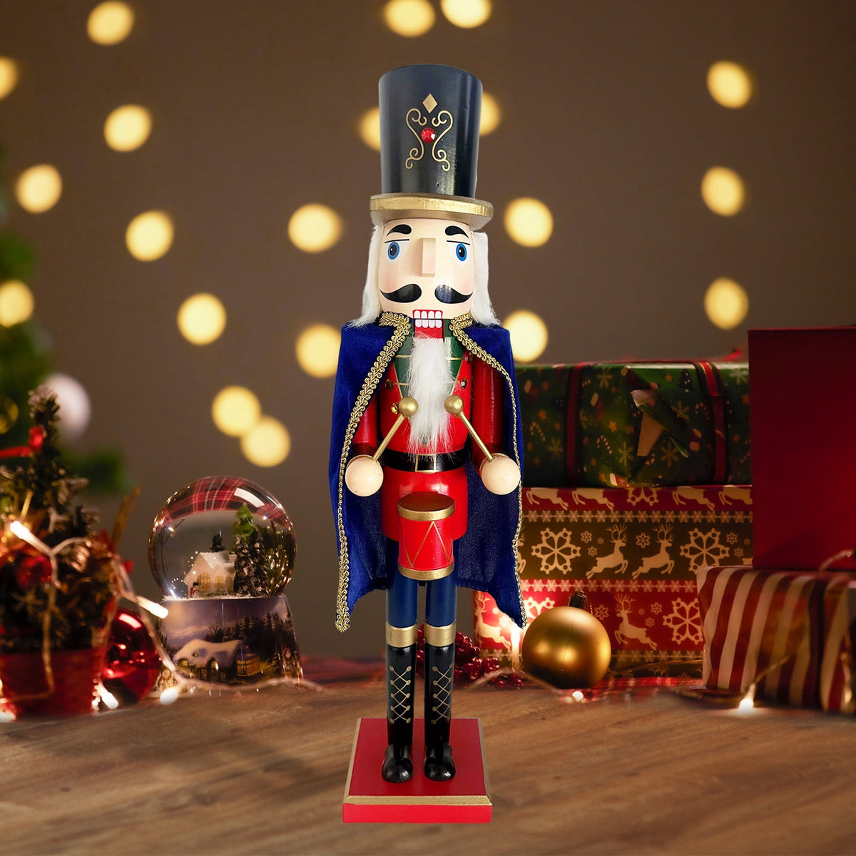 24Inch Wooden Soldier Nutcracker Christmas Decor - Festive Christmas Nutcracker Gift, Winter Indoor Decoration for Table, Desktop & Fireplace